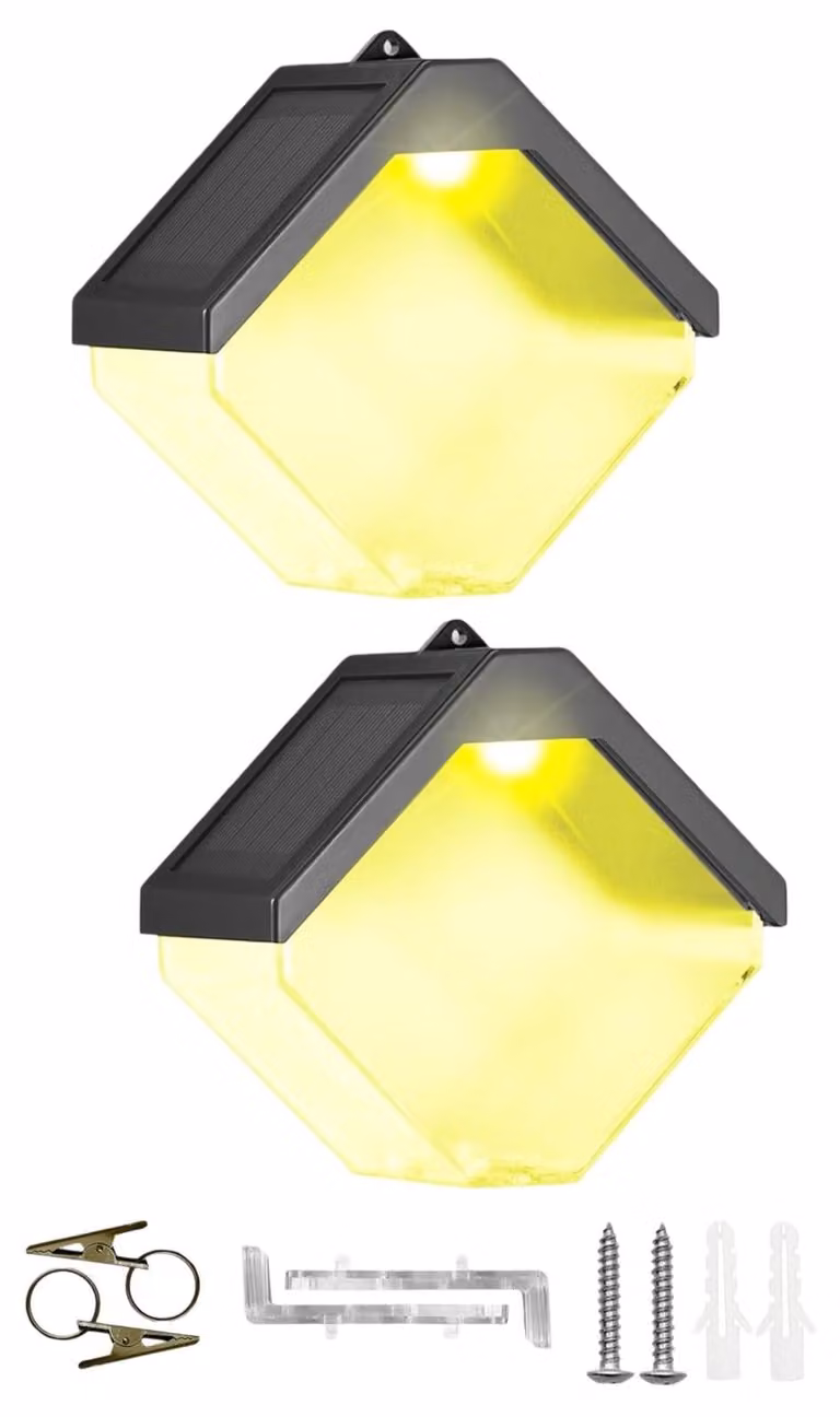 Applique solari a forma di cubo RGB impermeabili per terrazza, set da 2 pezzi, 10 cm