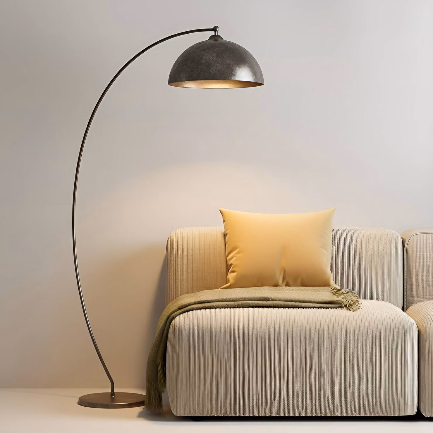 Lampada ad arco Jonera Lindby, Alluminio / Grigio / Zincato, Soggiorno / Sala da pranzo, Metallo, Giovanile, Lampada da terra
