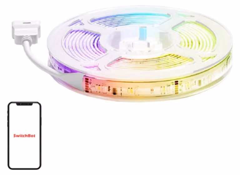 Striscia LED RGBICWW SwitchBot, striscia LED intelligente RGB + bianco caldo, compatibile con Matter, 5 metri