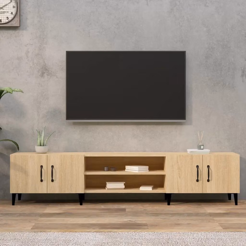 Mobile TV moderno DESIGN IN in legno ingegnerizzato color rovere sonoma, L: 180 cm, P: 31,5 cm, H: 40 cm – 2