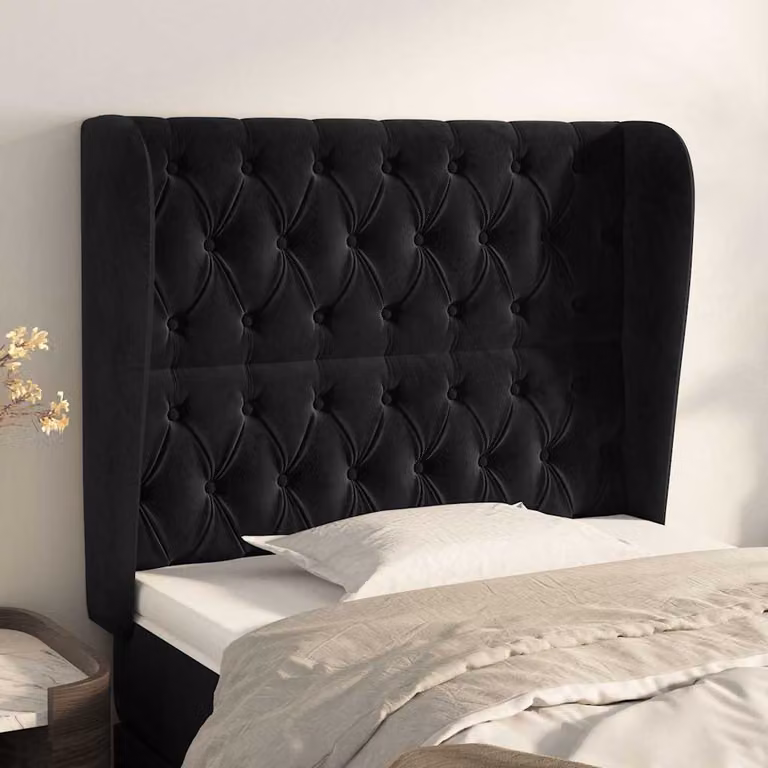 Testiera ad orecchio vidaXL in velluto nero L: 103 cm, P: 23 cm, H: 118-128 cm