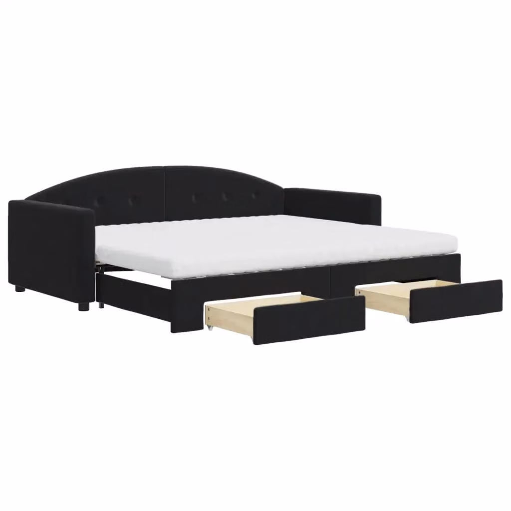 Divano Letto Estraibile con Cassetti vidaXL in Velluto Nero L/P/H: 90 x 190 cm – 2