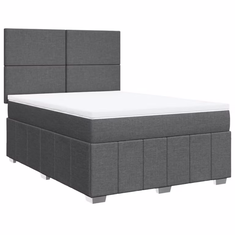Giroletto a Molle con Materasso Grigio Scuro 140x200cm Tessuto
