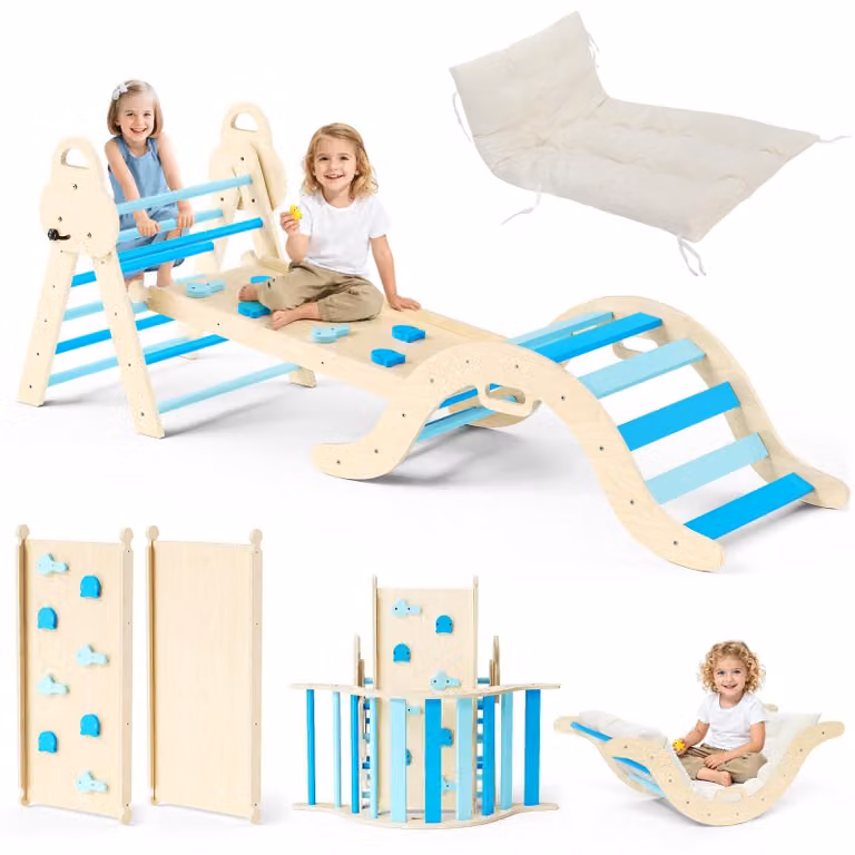 Struttura di arrampicata Montessori per bambini piccoli, set di gioco 7-in-1