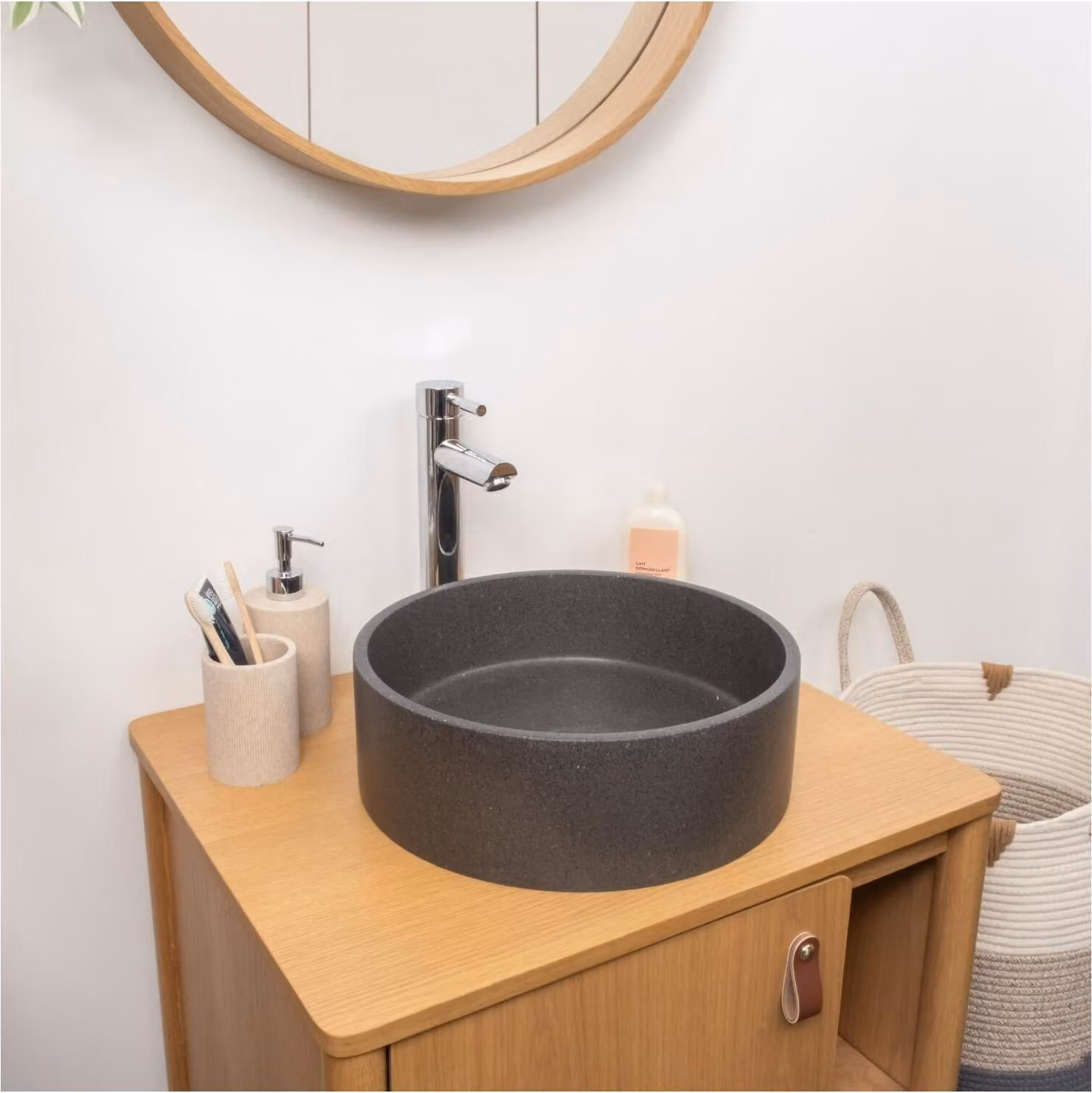 Lavabo da appoggio rotondo SANDY 36x36cm