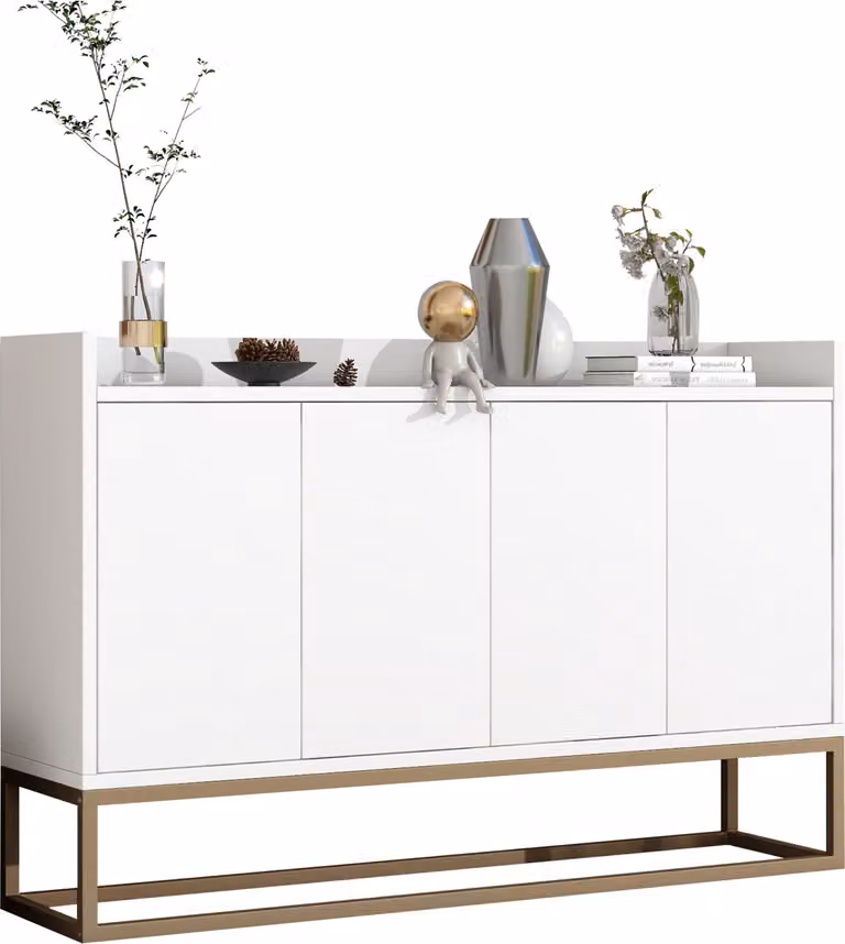 Armadio in metallo ProximaX a 4 ante in stile minimalista per sala da pranzo, soggiorno, cucina, bianco