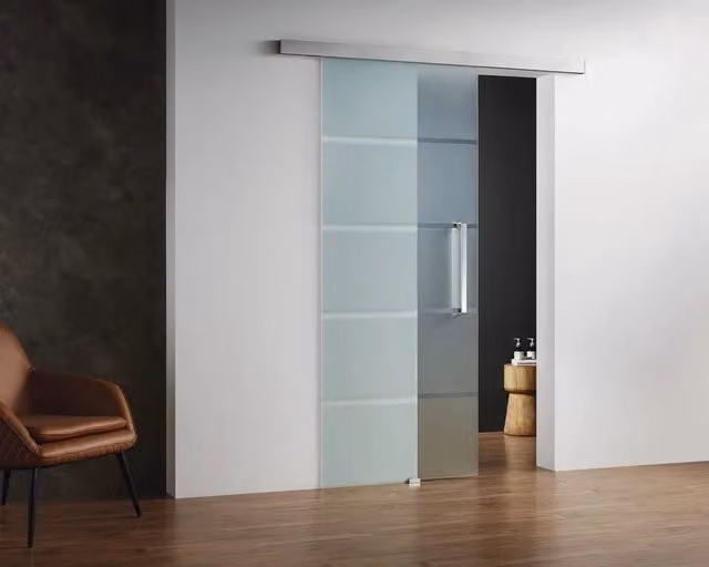 Porta scorrevole in vetro temperato 8 mm 75 cm - cromo