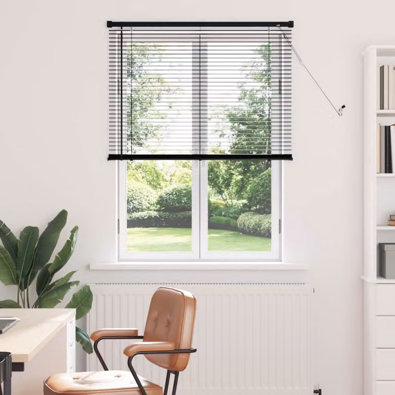 Tenda Veneziana vidaXL in PVC Nero L: 150 cm, H: 80 cm, Larghezza delle lamelle: 25 mm
