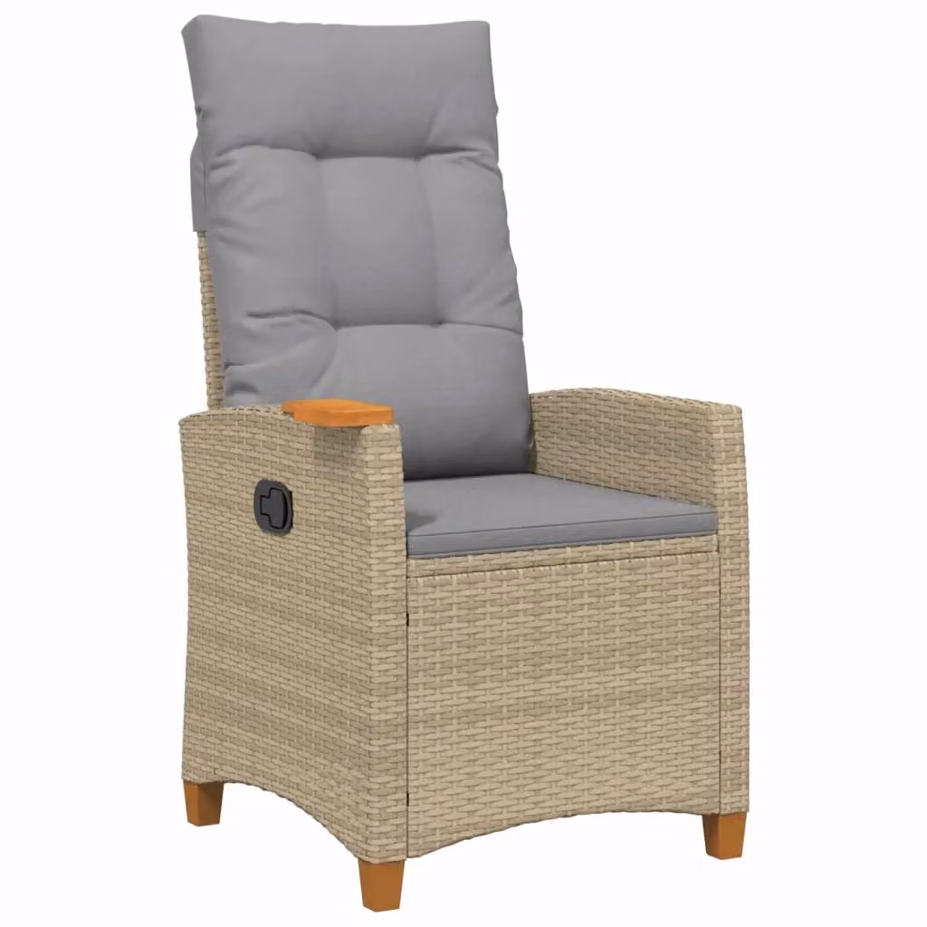 Set di poltrona reclinabile con tavolino in polyrattan e metallo vidaXL, colore beige e grigio per giardino – 2