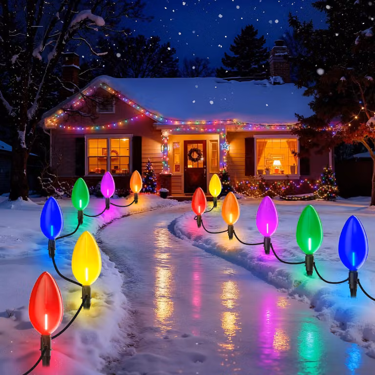 Illuminazione natalizia C9, lunghezza 15,75 metri, 9 luci LED multicolore, espandibile