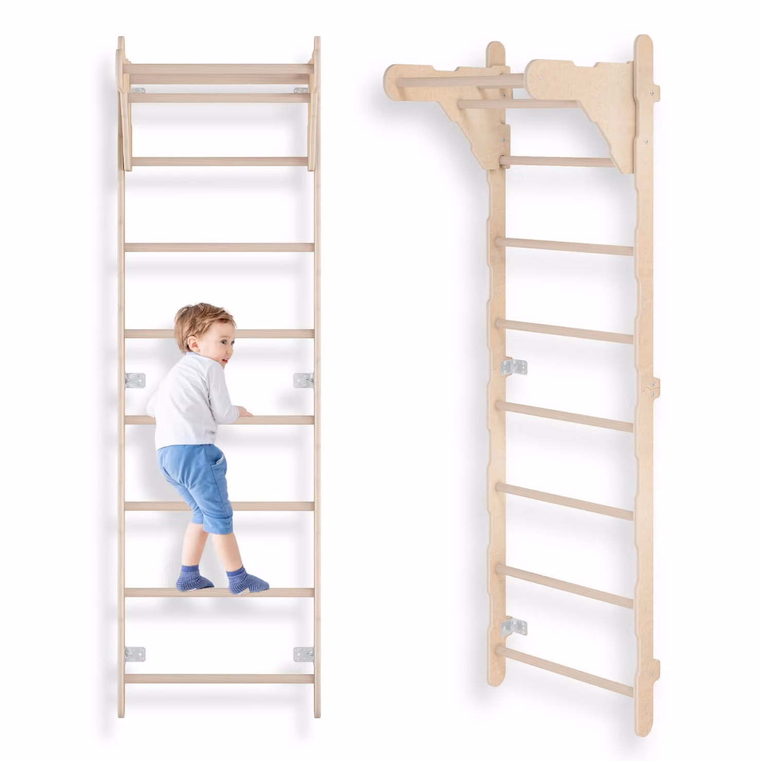 MAMOI® Spalliera ginnica da interno, spalliera da parete per cameretta, anelli ginnici per arrampicarsi, parete da arrampicata e attrezzatura da gioco