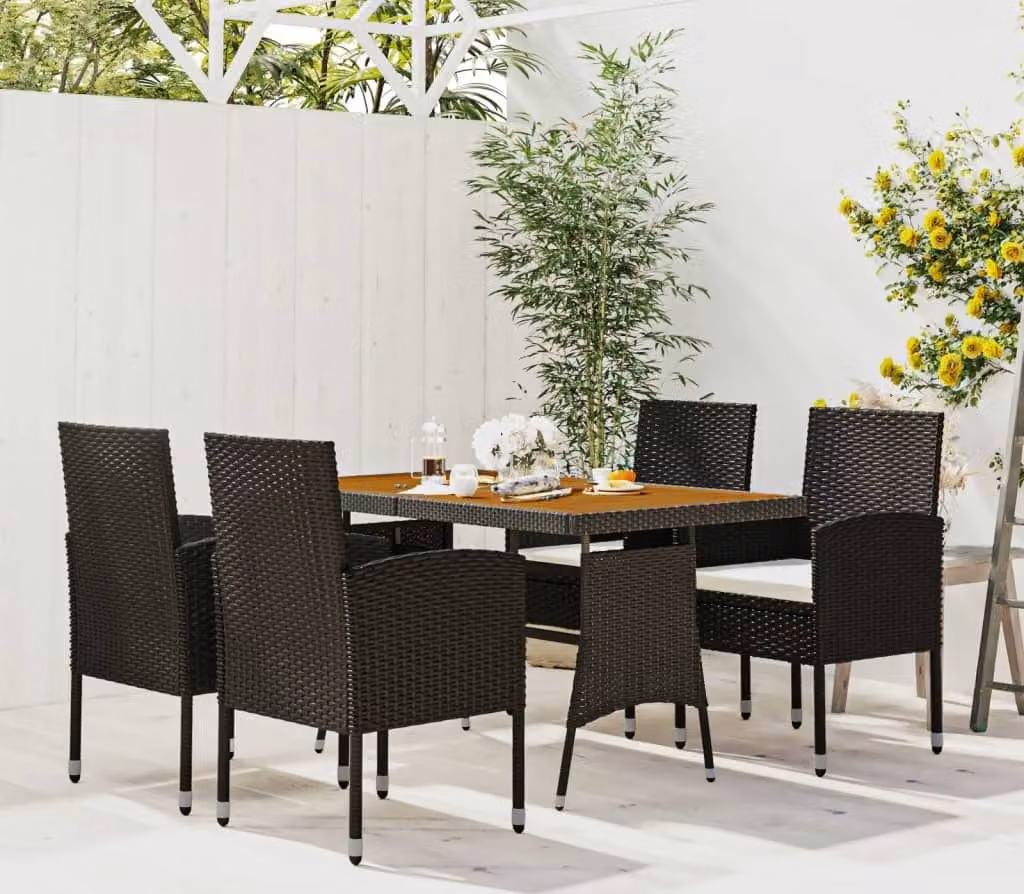 Maison Exclusive - Set da pranzo da giardino 5 pezzi in polyrattan nero