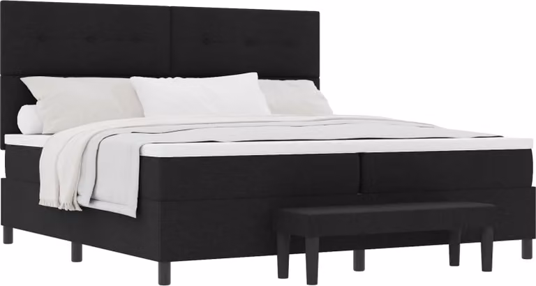 Letto a molle con materasso nero 200 x 200 cm in tessuto