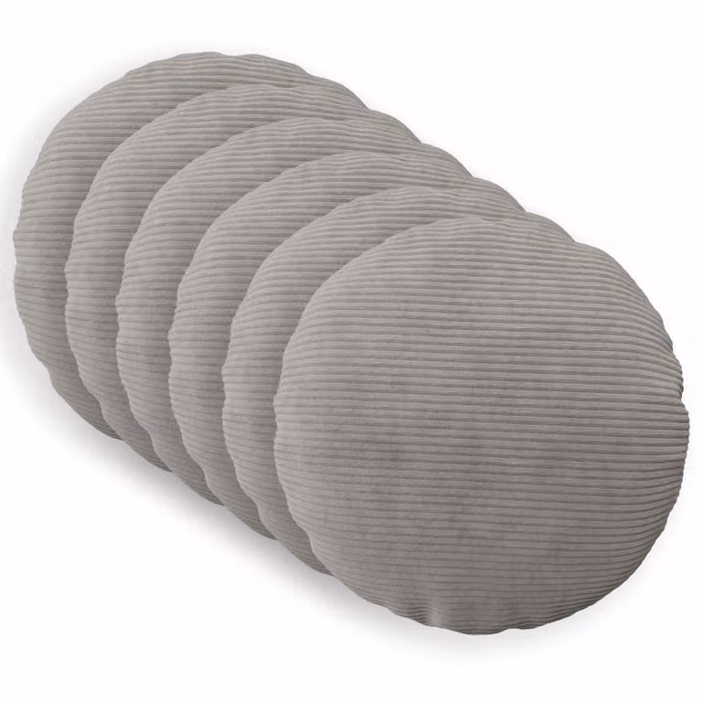 Set di 6 federe rotonde vidaXL HEERLEN in velluto a coste, Grigio Chiaro, Ø 40 cm