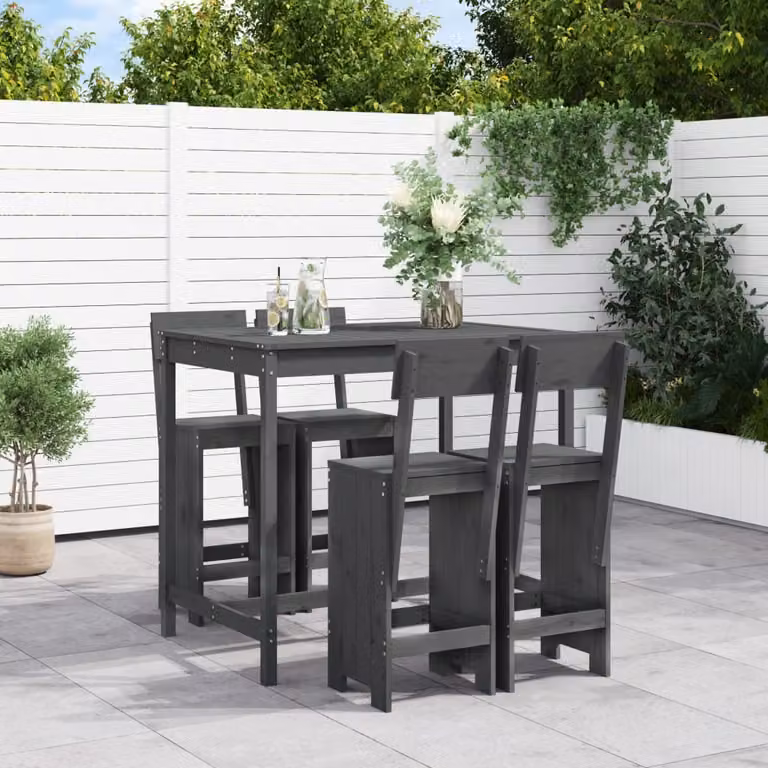 Maison Exclusive - Set Bar da Giardino 5 pz Grigio in Legno Massello di Pino