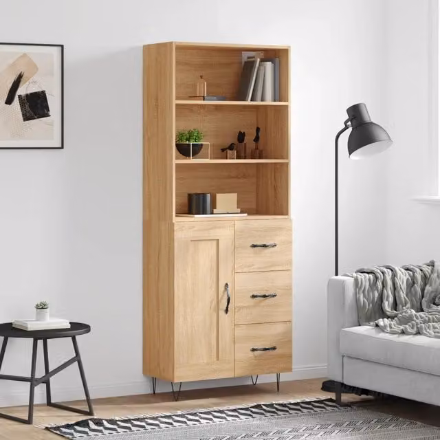 Credenza-Buffet-Armadio da cucina Rovere Sonoma 69,5x34x180 cm in Legno Multistrato 647030