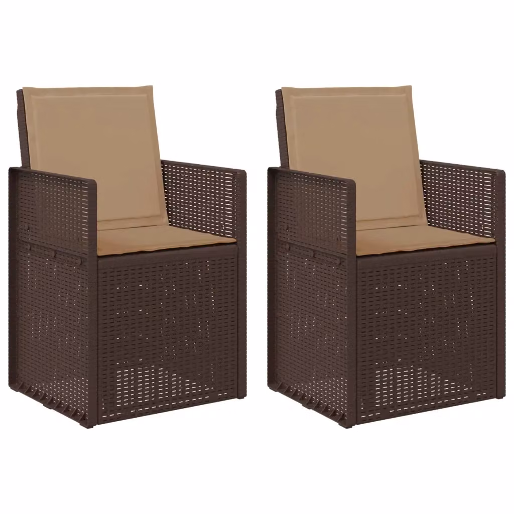 Set di 2 sedie da giardino moderne vidaXL con cuscini, colore marrone e beige, resistenti ai raggi UV e alle intemperie – 2