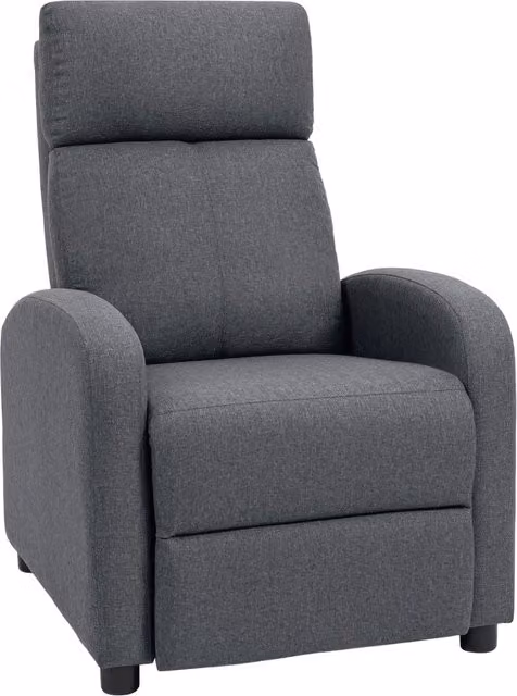 Poltrona Relax Imbottita e Reclinabile a 135¡ã e Poggiapiedi in Tessuto. 69x87x100.5 cm. Grigio