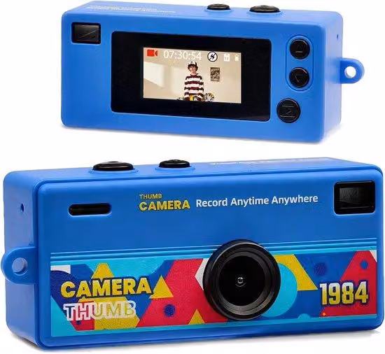 Piccola fotocamera digitale con schermo LCD da 0,96 pollici, risoluzione 1080p, obiettivo grandangolare da 130°, design retrò, formato portachiavi, ideale come regalo di compleanno, parte di una collezione composta da 8 modelli diversi (32 GB).
