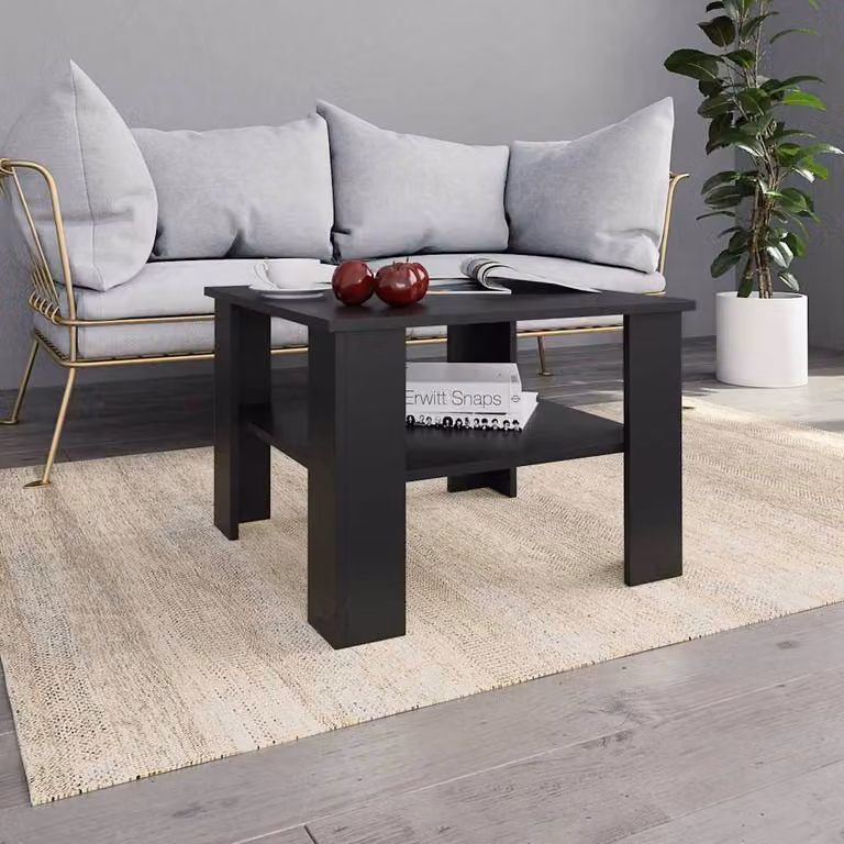 vidaXL Tavolino da Salotto Moderno Nero in Legno e MDF L/P/H: 60 x 60 x 42 cm