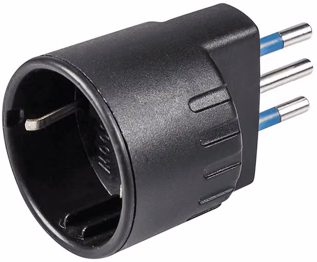 Adattatore POLYPOOL con spina 10A 2P+T e presa 10/16A 250V, nero