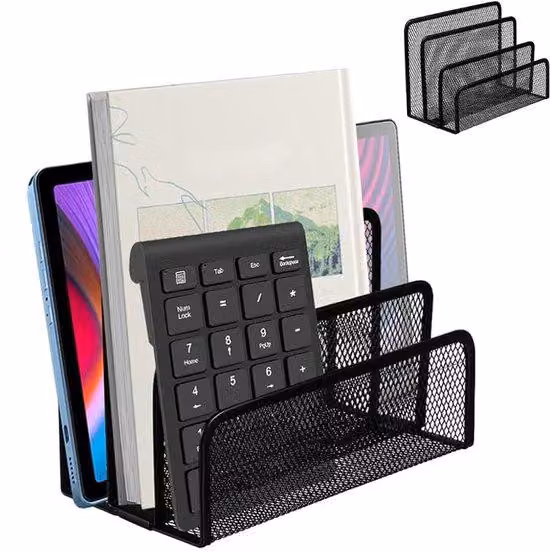 Organizzatore per documenti da scrivania - Modello impilabile con 3 livelli - Colore nero