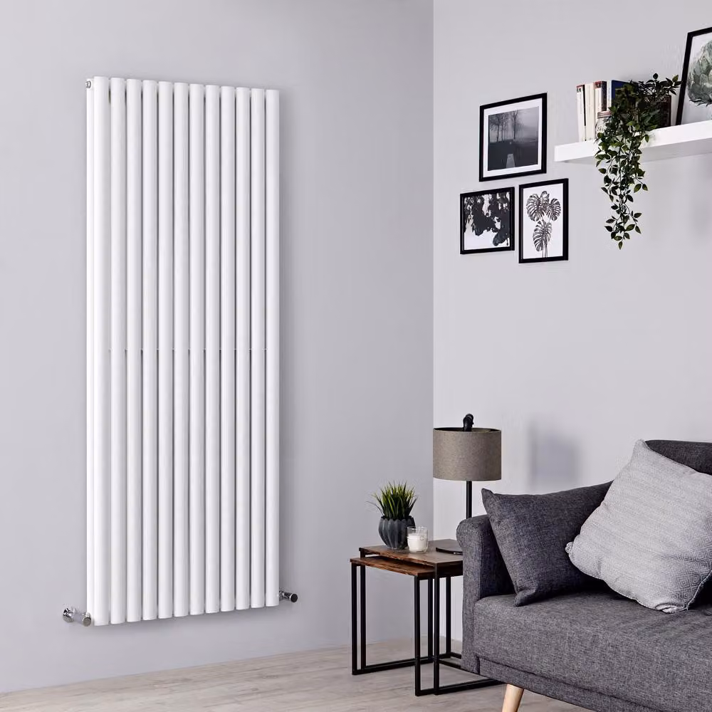 Radiatore Verticale Doppio di Design Bianco Colonne Ovali 2200W Termosifone Alto Rendimento - Revive