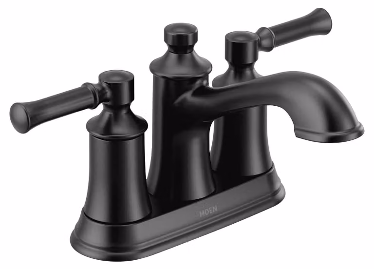 Miscelatore per lavabo, con beccuccio basso, finitura nera opaca, 2 maniglie