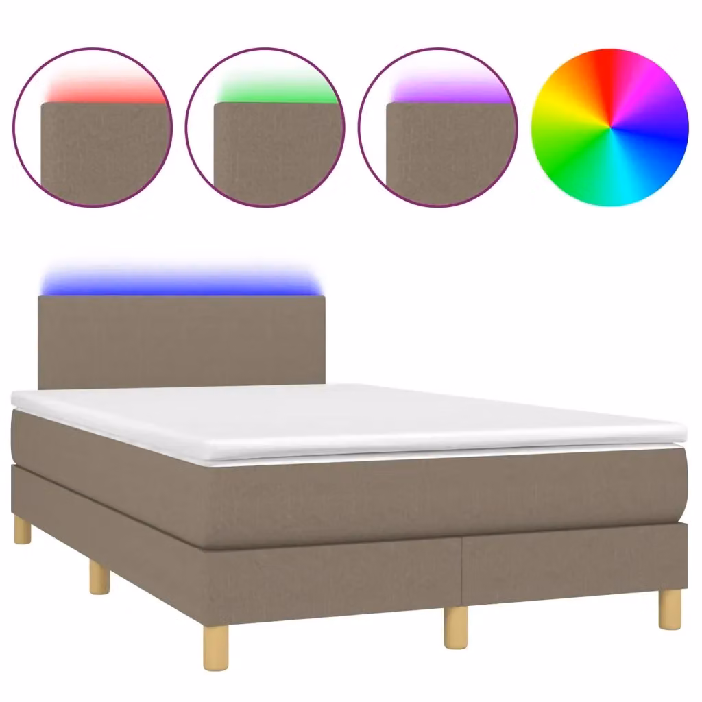 Letto Ibrido con Materasso e Illuminazione LED vidaXL in Tessuto Grigio e Beige L/P: 120 x 200 cm – 2