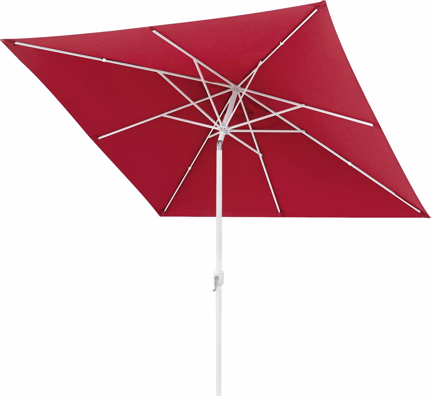 Ombrellone quadrato 3x3 metri, color bordeaux, per giardino o balcone, pieghevole con manovella, protezione UV, struttura bianca, marca paramondo, modello interpara