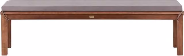 Panchina da giardino in stile rustico con cuscino, in legno massello di eucalipto, 170 cm, per interni ed esterni, finitura grigio