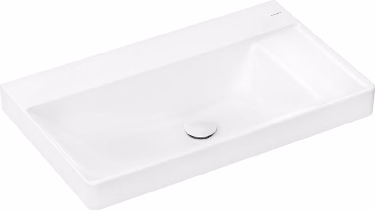 hansgrohe Xelu Q lavabo à poser, tablette à droite, sans trop-plein, 800x480mm, SmartClean, poli, avec garniture de vidage, 61029450, 61029450
