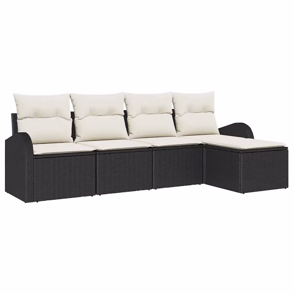 Set Divano da Giardino a L vidaXL 5 pz Nero con Cuscini e Struttura in Metallo – 2