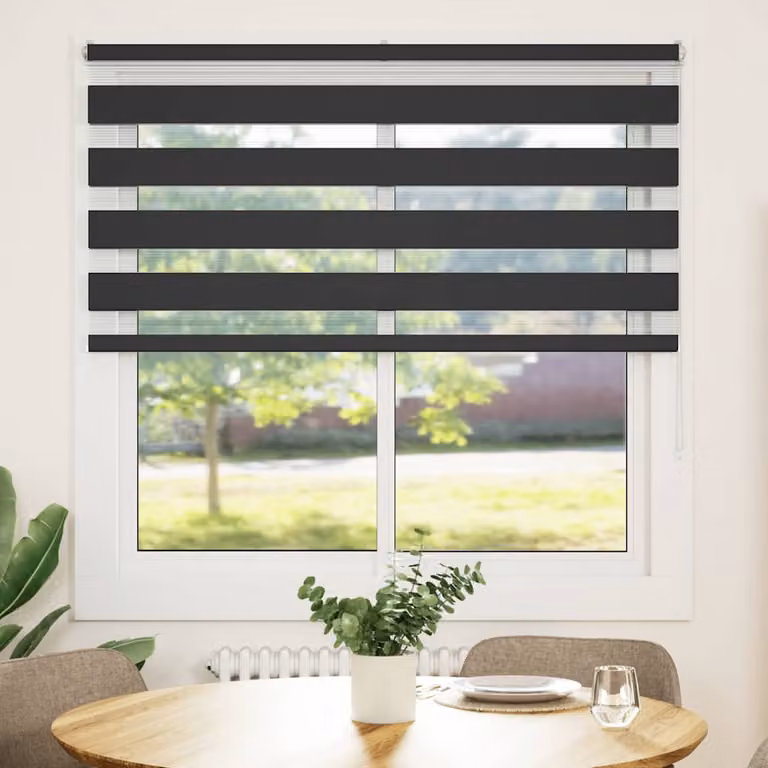 vidaXL Tenda a Rullo Zebra Nero Larghezza Tessuto 145,9 cm Poliestere