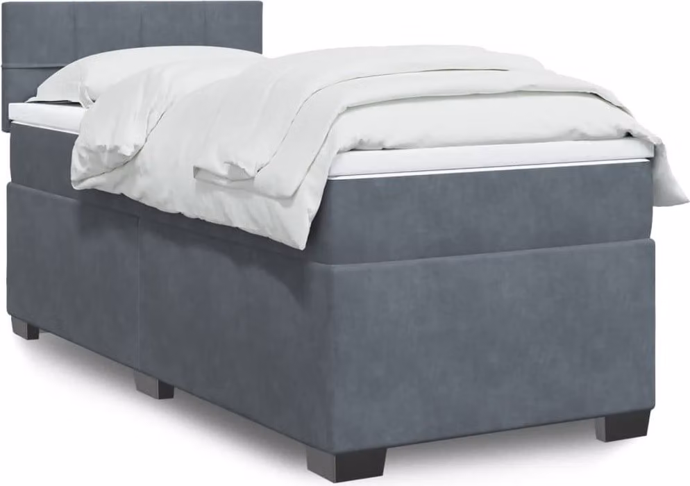 Maison Exclusive - Giroletto a Molle con Materasso Grigio Scuro 80x200 cm Velluto
