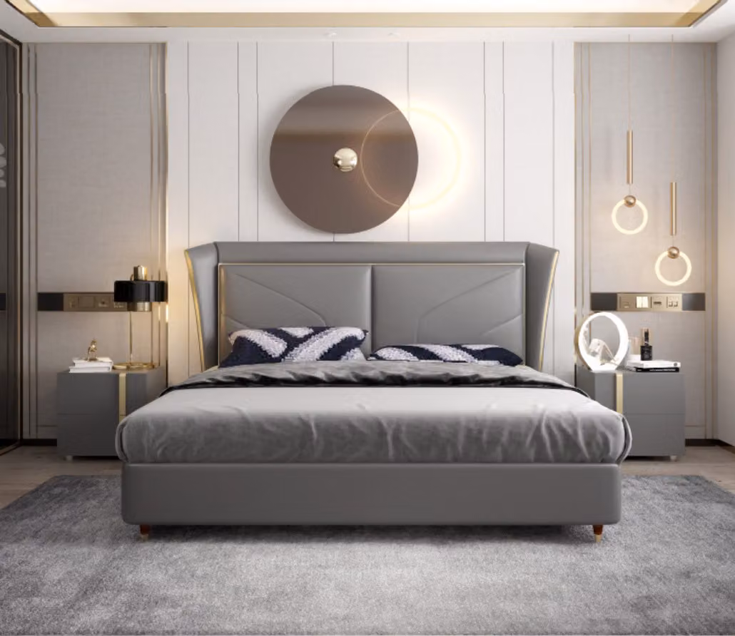 Bett Polster Design Luxus Doppel Hotel Betten Ehe 180x200cm Schlaf Zimmer Leder