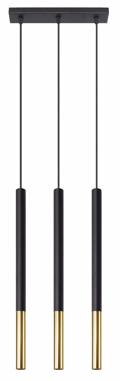 Lampada a sospensione MOZAICA 3L nero/oro 3xG9 8W acciaio 90x5x30cm Sollux Lighting