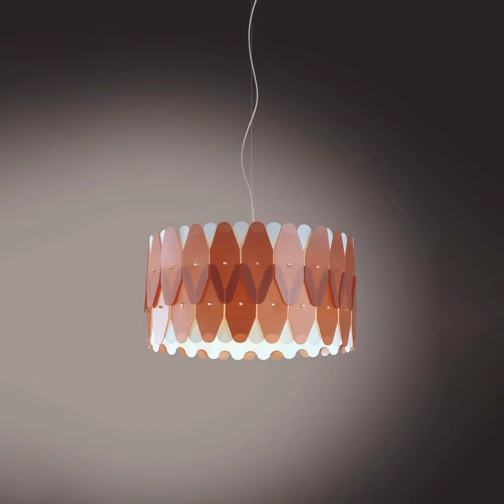 Lampada a sospensione moderna Amanda Linea Zero in rame e metallo cromo con 1 luce E27, Diametro: 40 cm – 2
