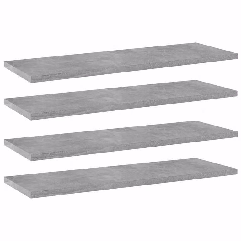 Set di 4 ripiani per libreria vidaXL in legno multistrato, colore grigio cemento, L 60 cm x P 20 cm x H 1,5 cm