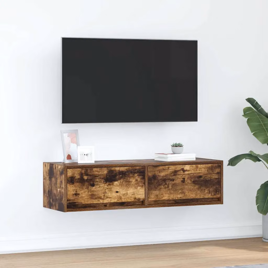 Mobile TV vidaXL in Rovere fumo, Legno ingegnerizzato, L 100 x P 31 x H 25,5 cm