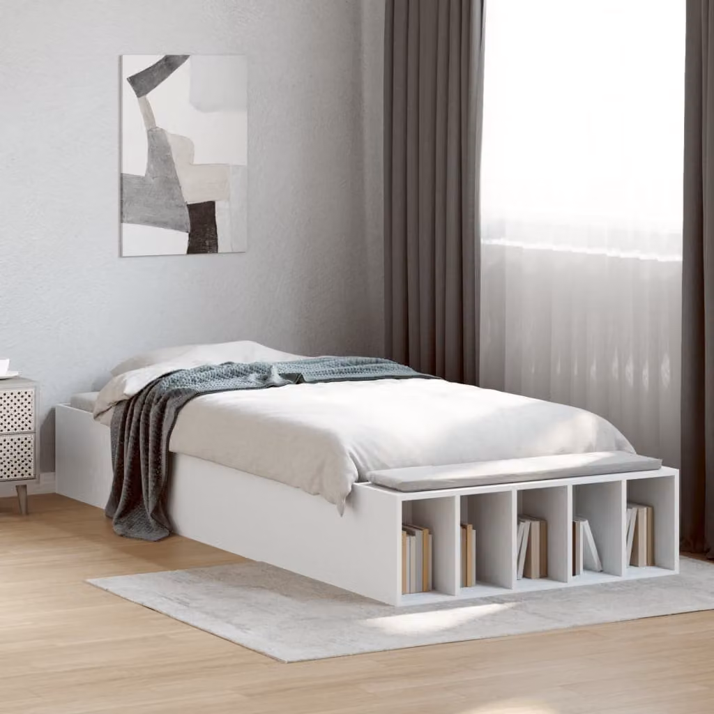 vidaXL Giroletto Bianco in Legno Multistrato con Doghe Fisse L: 78 cm, P: 190 cm, H: 30 cm