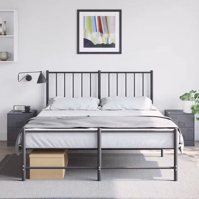 Set di 2 comodini moderni Design Mania in metallo color antracite L/P/H: 34,5 x 39 x 44 cm