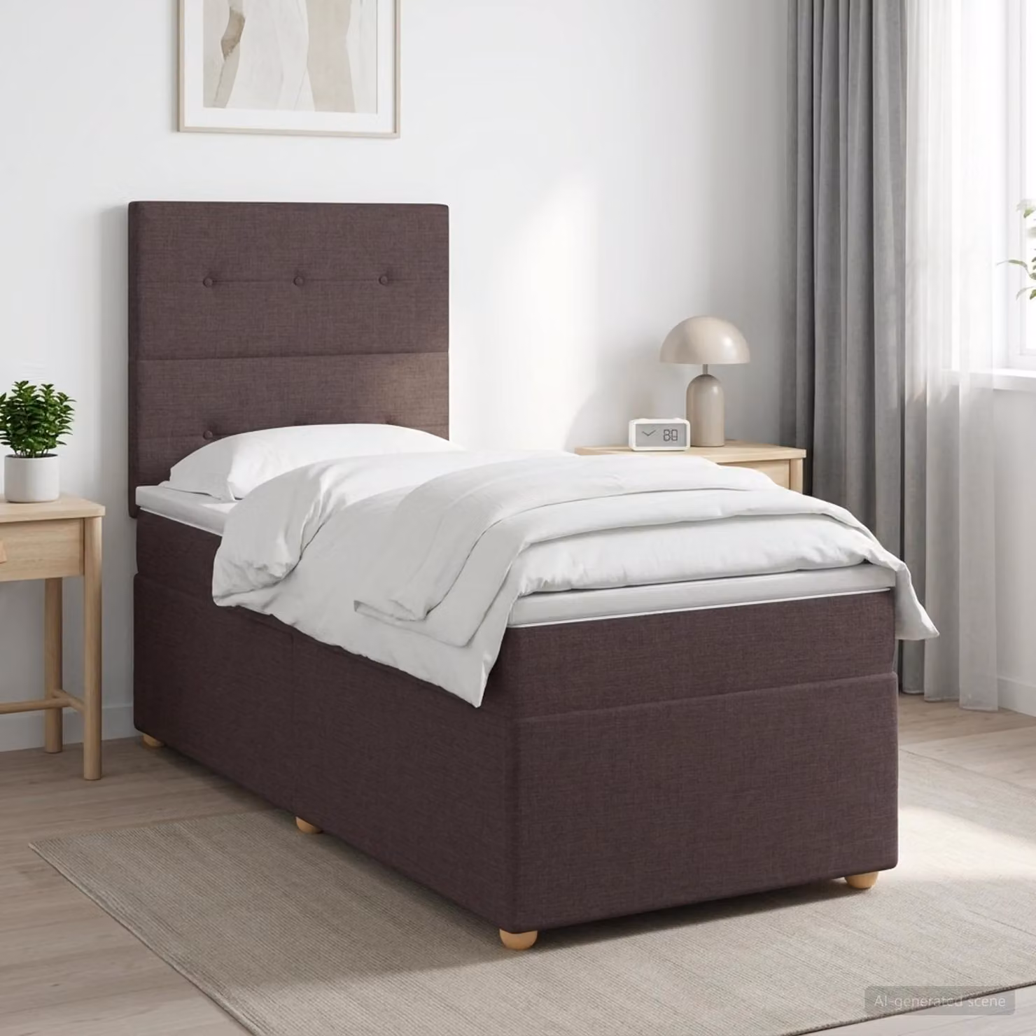 Letto box spring con materasso ibrido vidaXL Marrone e Bianco L/P: 100 x 200 cm