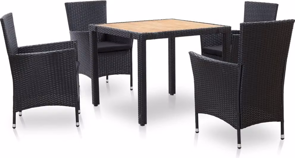 Maison Exclusive - Set da pranzo da giardino a 5 pezzi con cuscini in rattan sintetico nero