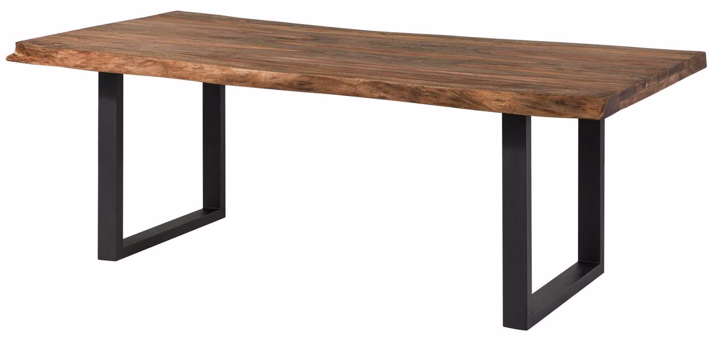 MASSIVMOEBEL24 | FREEFORM 5 tavolo da pranzo in legno di sheesham - verniciato grigio / gambe in ferro U antracite matt 200x100