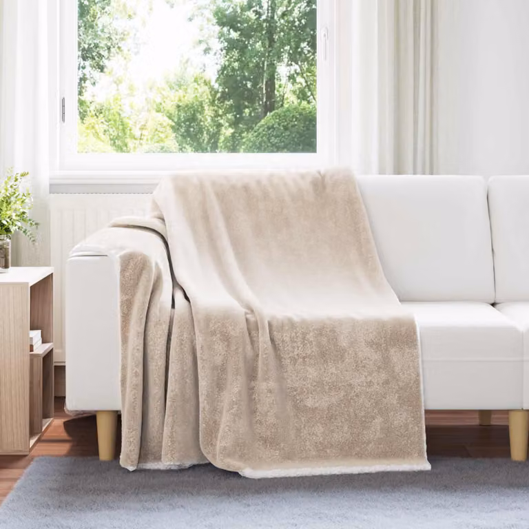 Coperta in pile morbida vidaXL beige L 150 cm x P 200 cm
