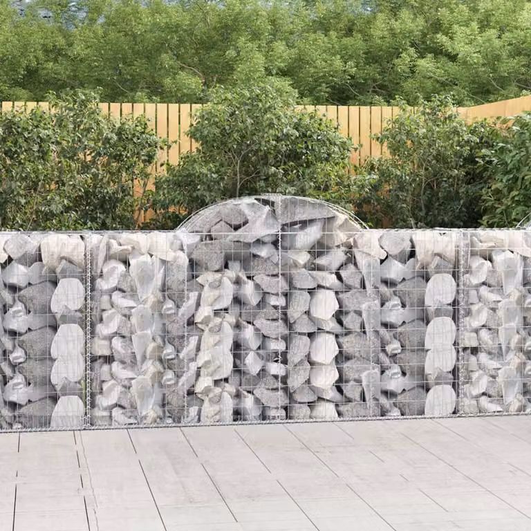 Set di 40 Cesti Gabbioni ad Arco vidaXL in Acciaio Zincato Grigio L: 200 cm, P: 50 cm, H: 100-120 cm