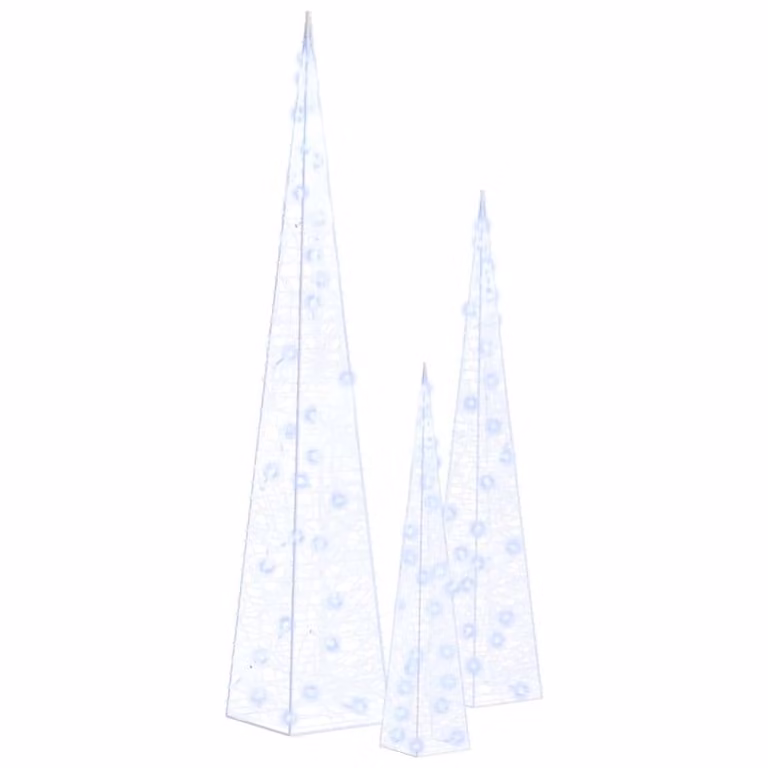 Set Coni Luce LED Decorativi Acrilici Blu 30/45/60cm