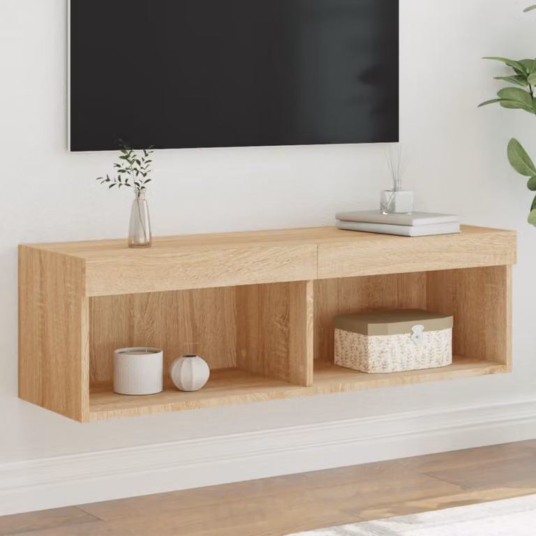 vidaXL Mobile Porta TV con Luci LED Integrata in Rovere Sonoma Marrone L: 100 cm, P: 30 cm, H: 30 cm