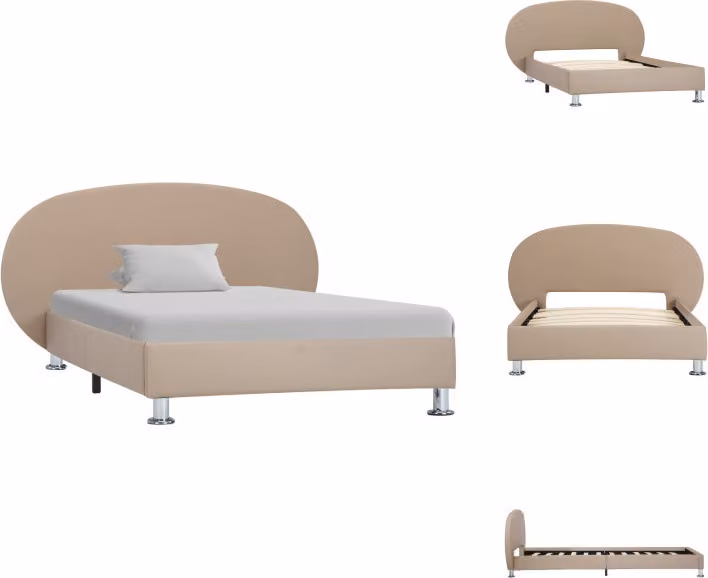 vidaXL Struttura letto cappuccino-marrone in Pelle finta 100x200 cm - Letti & strutture letto